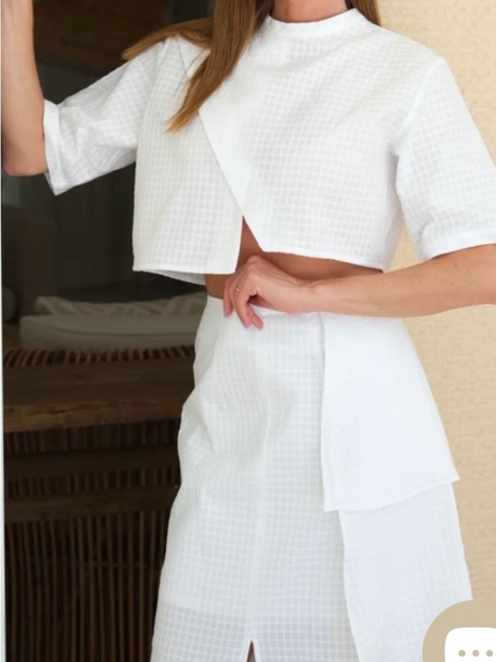 White Benedita Formosinho Camila Textured Crop Top